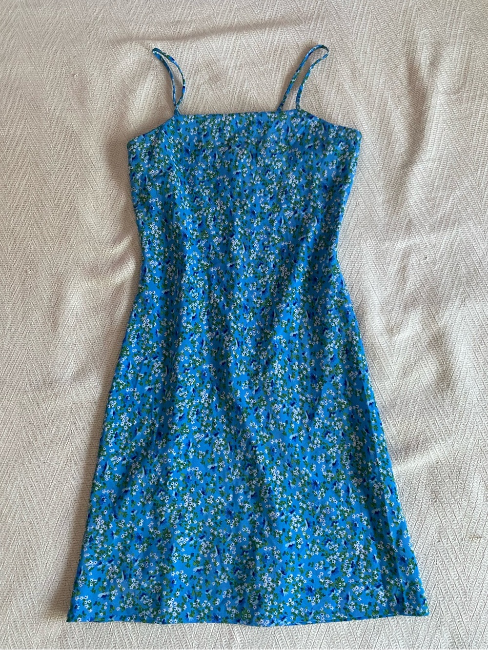 Vintage Y2K Charlotte Russe Bright Blue Floral Mini Dress size Medium